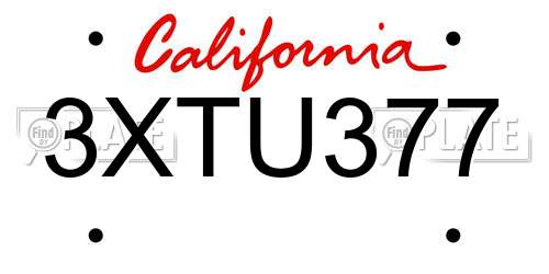 3XTU377 California License Plate