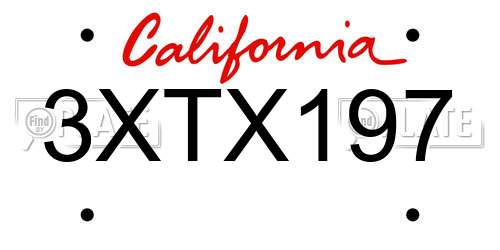 3XTX197 California License Plate