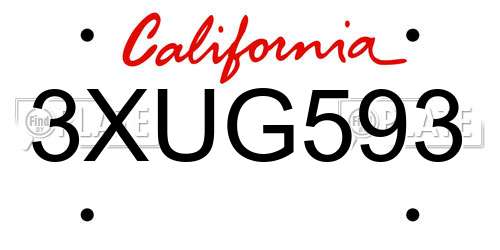 3XUG593 California License Plate