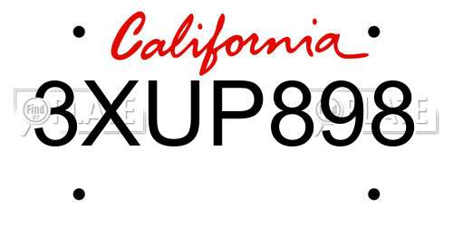 3XUP898 California License Plate