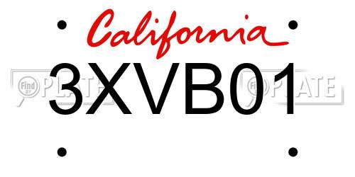 3XVB01 California License Plate