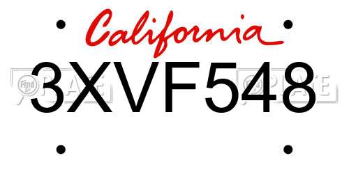 3XVF548 California License Plate