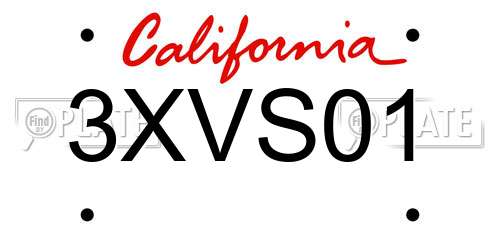 3XVS01 California License Plate