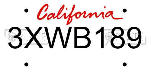 3XWB189 California License Plate