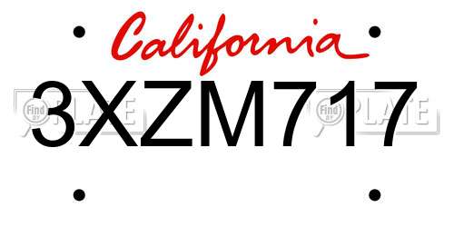 3XZM717 California License Plate
