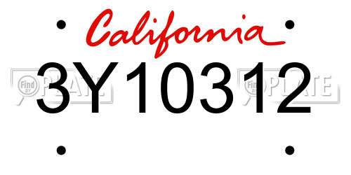 3Y10312 California License Plate