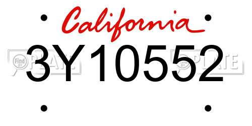 3Y10552 California License Plate