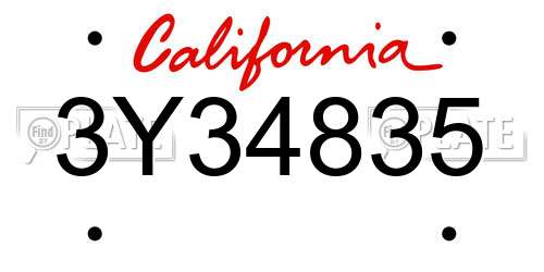 3Y34835 California License Plate