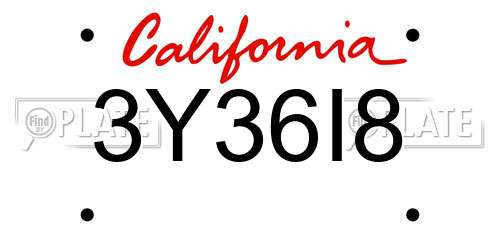 3Y36I8 California License Plate