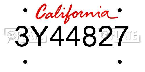 3Y44827 California License Plate