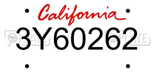 3Y60262 California License Plate