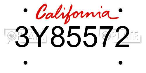 3Y85572 California License Plate