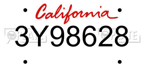 3Y98628 California License Plate