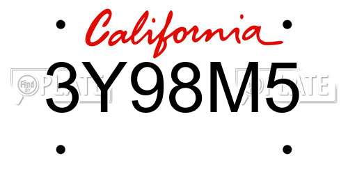 3Y98M5 California License Plate