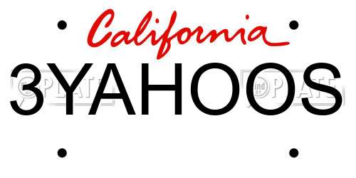 3YAHOOS California License Plate