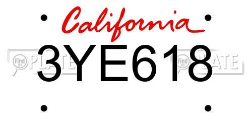 3YE618 California License Plate