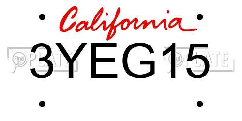 3YEG15 California License Plate