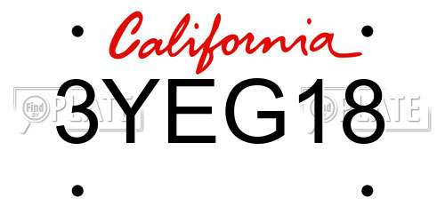 3YEG18 California License Plate