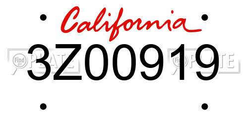 3Z00919 California License Plate