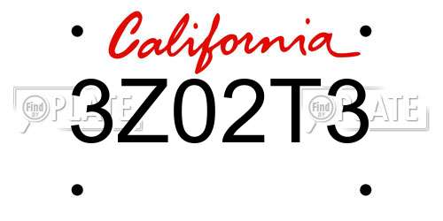 3Z02T3 California License Plate
