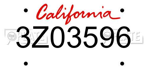 3Z03596 California License Plate