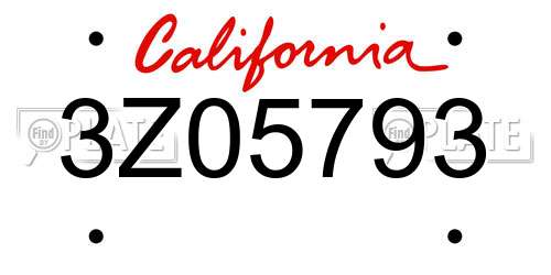 3Z05793 California License Plate