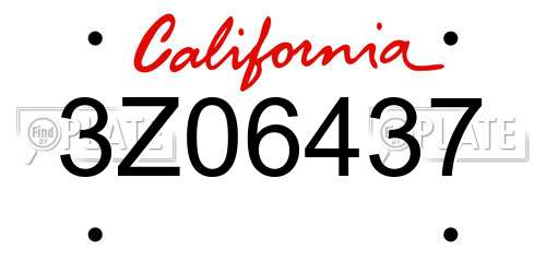 3Z06437 California License Plate
