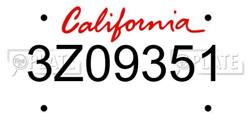3Z09351 California License Plate