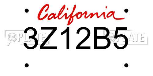 3Z12B5 California License Plate