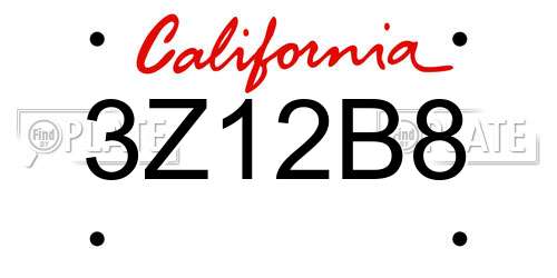 3Z12B8 California License Plate