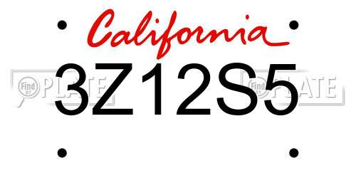 3Z12S5 California License Plate