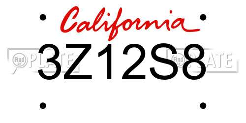 3Z12S8 California License Plate