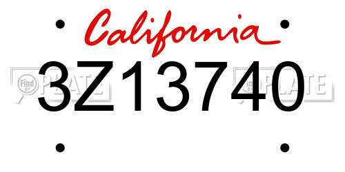 3Z13740 California License Plate
