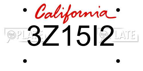 3Z15I2 California License Plate