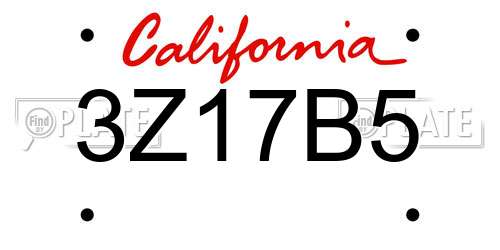 3Z17B5 California License Plate