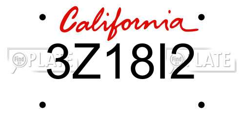3Z18I2 California License Plate