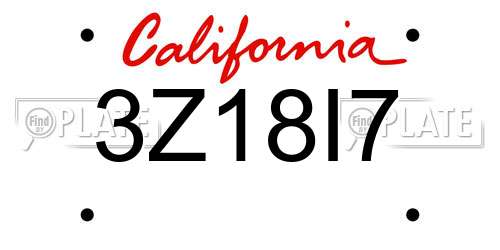 3Z18I7 California License Plate
