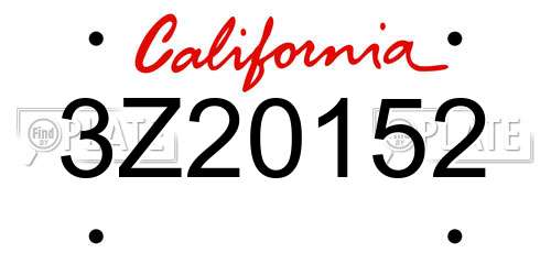 3Z20152 California License Plate