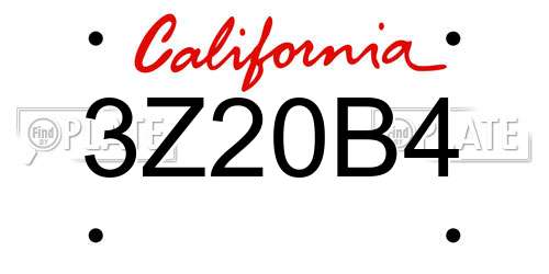 3Z20B4 California License Plate