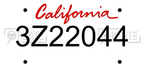 3Z22044 California License Plate