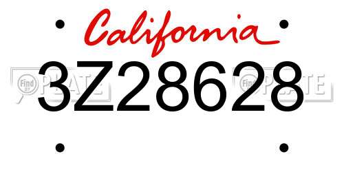 3Z28628 California License Plate
