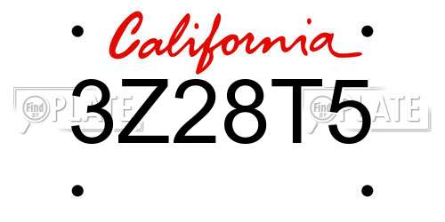 3Z28T5 California License Plate