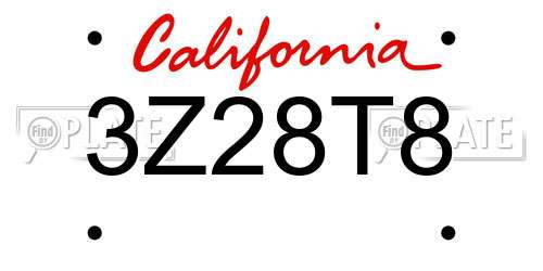 3Z28T8 California License Plate