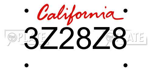 3Z28Z8 California License Plate