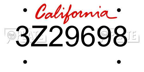3Z29698 California License Plate
