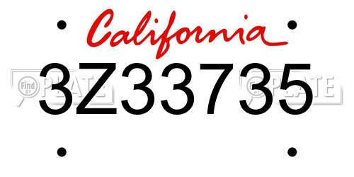 3Z33735 California License Plate
