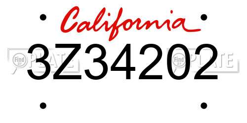 3Z34202 California License Plate