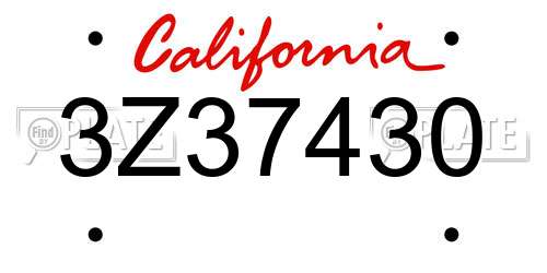 3Z37430 California License Plate