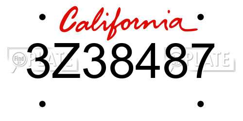 3Z38487 California License Plate