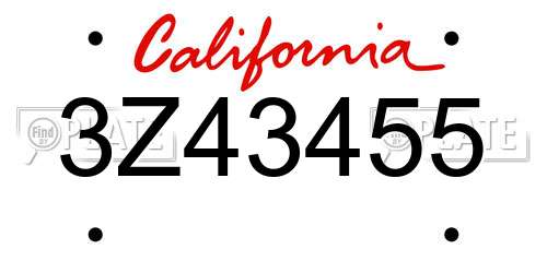 3Z43455 California License Plate